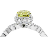 White gold Fancy Yellow Radiant  Halo Twist Band Solitaire Ring with Six-Prong Setting_7