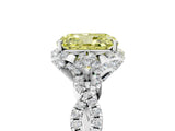 White gold Fancy Yellow Radiant  Halo Twist Band Solitaire Ring with Six-Prong Setting_8