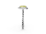 White gold Fancy Yellow Radiant  Halo Twisted Band Four-Prong Diamond Ring_22