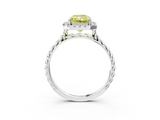White gold Fancy Yellow Radiant  Halo Twisted Band Four-Prong Diamond Ring_23