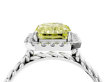 White gold Fancy Yellow Radiant  Halo Twisted Band Four-Prong Diamond Ring_24