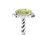 White gold Fancy Yellow Radiant  Halo Twisted Band Four-Prong Diamond Ring_25