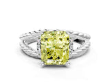 White gold Fancy Yellow Radiant  Halo Twisted Band Four-Prong Ring_32