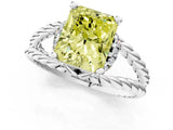 White gold Fancy Yellow Radiant  Halo Twisted Band Four-Prong Ring_33
