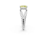 White gold Fancy Yellow Radiant  Halo Twisted Band Four-Prong Ring_34