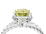 White gold Fancy Yellow Radiant  Halo Twisted Band Four-Prong Ring_36