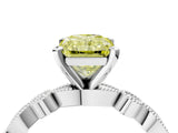 White gold Fancy Yellow Radiant  Milgrain Bezel Diamond Engagement Ring with Solitaire Prong Setting_177