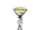 White gold Fancy Yellow Radiant  Milgrain Bezel Diamond Engagement Ring with Solitaire Prong Setting_178
