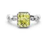White gold Fancy Yellow Radiant  Milgrain Marquise Diamond Twist Band Ring_62