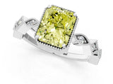 White gold Fancy Yellow Radiant  Milgrain Marquise Diamond Twist Band Ring_63