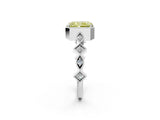 White gold Fancy Yellow Radiant  Milgrain Marquise Diamond Twist Band Ring_64