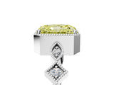 White gold Fancy Yellow Radiant  Milgrain Marquise Diamond Twist Band Ring_67