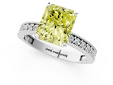 White gold Fancy Yellow Radiant  Milgrain Pave Diamond Engagement Ring with Four-Prong Setting_149