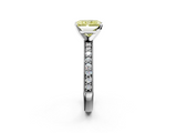 White gold Fancy Yellow Radiant  Milgrain Pave Diamond Engagement Ring with Four-Prong Setting_150