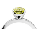 White gold Fancy Yellow Radiant  Milgrain Pave Diamond Engagement Ring with Four-Prong Setting_151