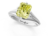 White gold Fancy Yellow Radiant  Solitaire Beaded Band Six-Prong Setting_1