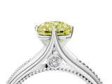 White gold Fancy Yellow Radiant  Solitaire Beaded Band Six-Prong Setting_4