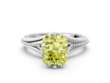 White gold Fancy Yellow Radiant  Solitaire Beaded Band Six-Prong Setting