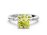 White gold Fancy Yellow Radiant  Solitaire Beaded Band with Four-Prong Setting_42