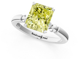 White gold Fancy Yellow Radiant  Solitaire Beaded Band with Four-Prong Setting_43