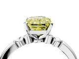 White gold Fancy Yellow Radiant  Solitaire Beaded Band with Four-Prong Setting_46