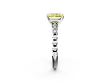 White gold Fancy Yellow Radiant  Solitaire Bezel Accent Diamond Engagement Ring with Beaded Band and Four-Prong Setting_57