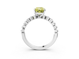White gold Fancy Yellow Radiant  Solitaire Bezel Accent Diamond Engagement Ring with Beaded Band and Four-Prong Setting_58