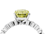 White gold Fancy Yellow Radiant  Solitaire Bezel Accent Diamond Engagement Ring with Beaded Band and Four-Prong Setting_59