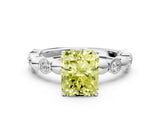 White gold Fancy Yellow Radiant  Solitaire Bezel-Set Diamond Ring with Beaded Band and Four-Prong Setting_50