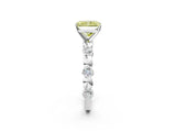 White gold Fancy Yellow Radiant  Solitaire Bezel-Set Diamond Ring with Beaded Band and Four-Prong Setting_53