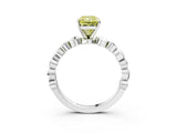 White gold Fancy Yellow Radiant  Solitaire Bezel-Set Diamond Ring with Beaded Band and Four-Prong Setting_54
