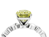 White gold Fancy Yellow Radiant  Solitaire Bezel-Set Diamond Ring with Beaded Band and Four-Prong Setting_54