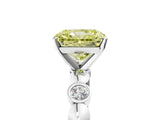White gold Fancy Yellow Radiant  Solitaire Bezel-Set Diamond Ring with Beaded Band and Four-Prong Setting_56