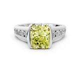 White gold Fancy Yellow Radiant  Solitaire Bezel-Set Diamond Ring with Channel-Set Band_36