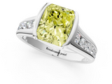 White gold Fancy Yellow Radiant  Solitaire Bezel-Set Diamond Ring with Channel-Set Band_38