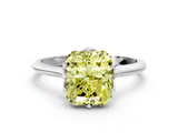 White gold Fancy Yellow Radiant  Solitaire Cathedral Diamond Ring with Six-Prong Setting_18
