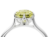 White gold Fancy Yellow Radiant  Solitaire Cathedral Diamond Ring with Six-Prong Setting_21