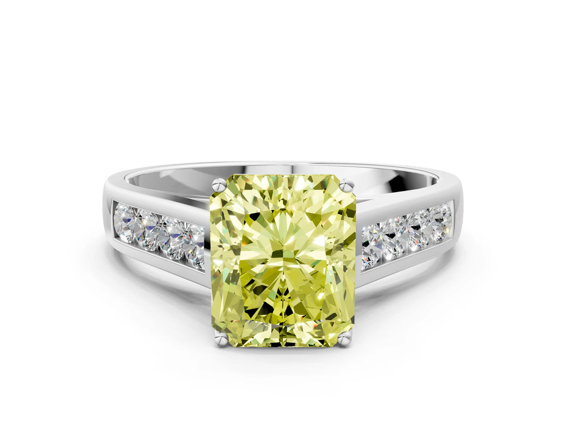 White gold Fancy Yellow Radiant  Solitaire Channel-Set Diamond Engagement Ring with Four-Prong Setting_32