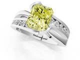 White gold Fancy Yellow Radiant  Solitaire Channel-Set Split Shank Ring with Tension Prong Setting_4