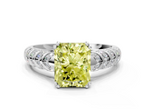White gold Fancy Yellow Radiant  Solitaire Chevron Pave Diamond Engagement Ring with Six-Prong Setting_3
