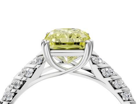 White gold Fancy Yellow Radiant  Solitaire Chevron Pave Diamond Engagement Ring with Six-Prong Setting_7