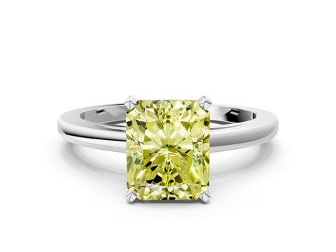 White gold Fancy Yellow Radiant  Solitaire Diamond Engagement Ring with Four-Prong Setting on a Classic Band_3