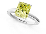 White gold Fancy Yellow Radiant  Solitaire Diamond Engagement Ring with Four-Prong Setting on a Classic Band_4