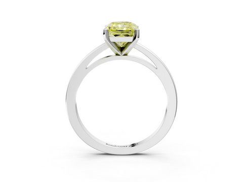 White gold Fancy Yellow Radiant  Solitaire Diamond Engagement Ring with Four-Prong Setting on a Classic Band_6