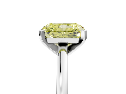 White gold Fancy Yellow Radiant  Solitaire Diamond Engagement Ring with Four-Prong Setting on a Classic Band_8
