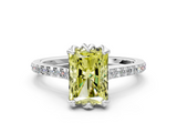 White gold Fancy Yellow Radiant  Solitaire Diamond Engagement Ring with Pave Band and Six-Prong Setting_20