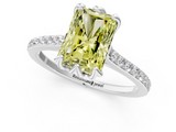 White gold Fancy Yellow Radiant  Solitaire Diamond Engagement Ring with Pave Band and Six-Prong Setting_21