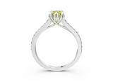 White gold Fancy Yellow Radiant  Solitaire Diamond Engagement Ring with Pave Band and Six-Prong Setting_23