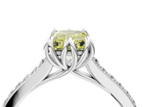 White gold Fancy Yellow Radiant  Solitaire Diamond Engagement Ring with Pave Band and Six-Prong Setting_24