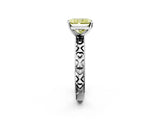 White gold Fancy Yellow Radiant  Solitaire Diamond Engagement Ring with XO Engraved Band and Four-Prong Setting 3
